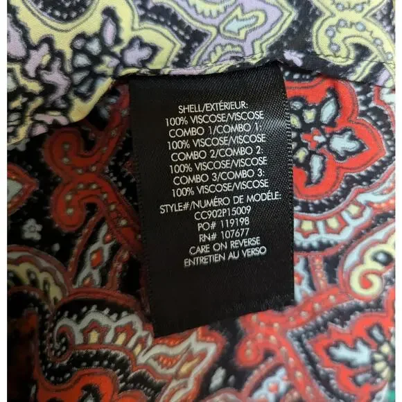 Alice + Olivia Paisley Print Silk Blouse Bow Neck Top Size Large - Picture 6 of 6